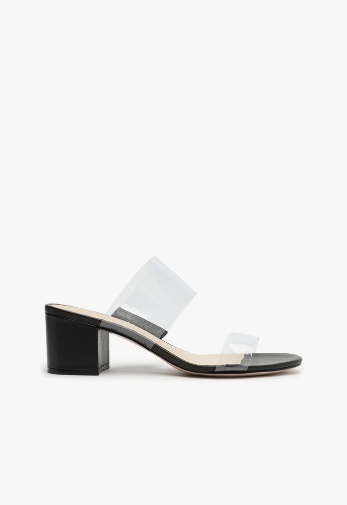 Victorie Sandal 5 Black Leather & Vinyl - Schutz Shoes