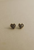 Vintage 10K Gold & Diamond X Heart Earrings