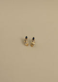 Vintage Blue Sapphire Pear Diamond Heart Earrings