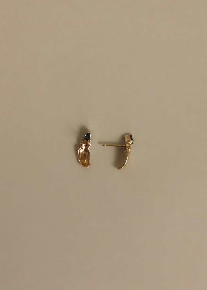 Vintage Blue Sapphire Pear Diamond Heart Earrings