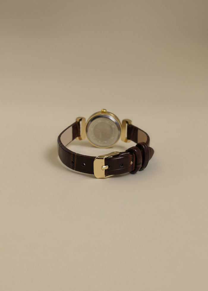 Vintage Quartz Circle Leather Strap Watch