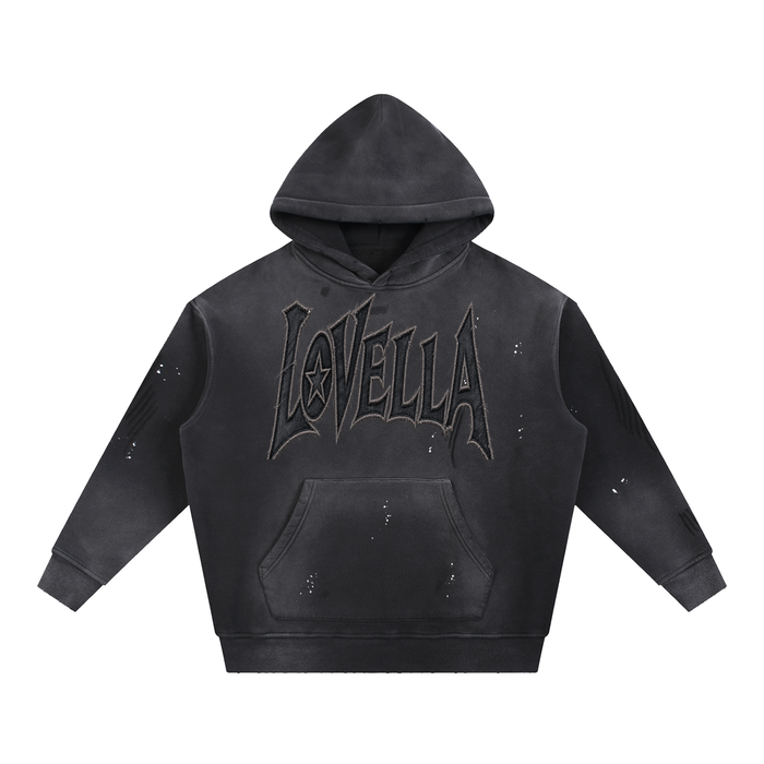 Vintage Washed Frayed Fleece Hoodie