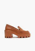 Viola Tractor Leather Flat 5 Honey Peach Leather - Schutz Shoes
