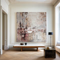 Handmade Abstract Texture Art, Large Brown Square Canvas for Cozy Decor ArtExplore