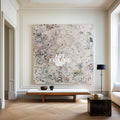Large Beige Wabi-sabi Square Wall Art, Minimalist Textured Oil Painting ArtExplore