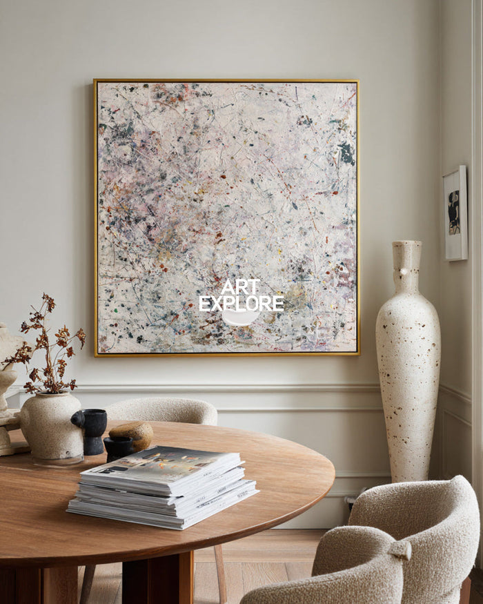 Hand-Painted Large Square Art, Cozy Beige Abstract Texture Oil Painting ArtExplore