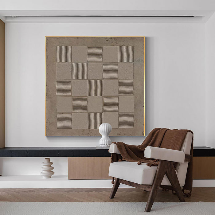 Wabi-sabi Brown Minimalist Wall Art Rich 3D Textured Canvas Art Minimalist Wall Art