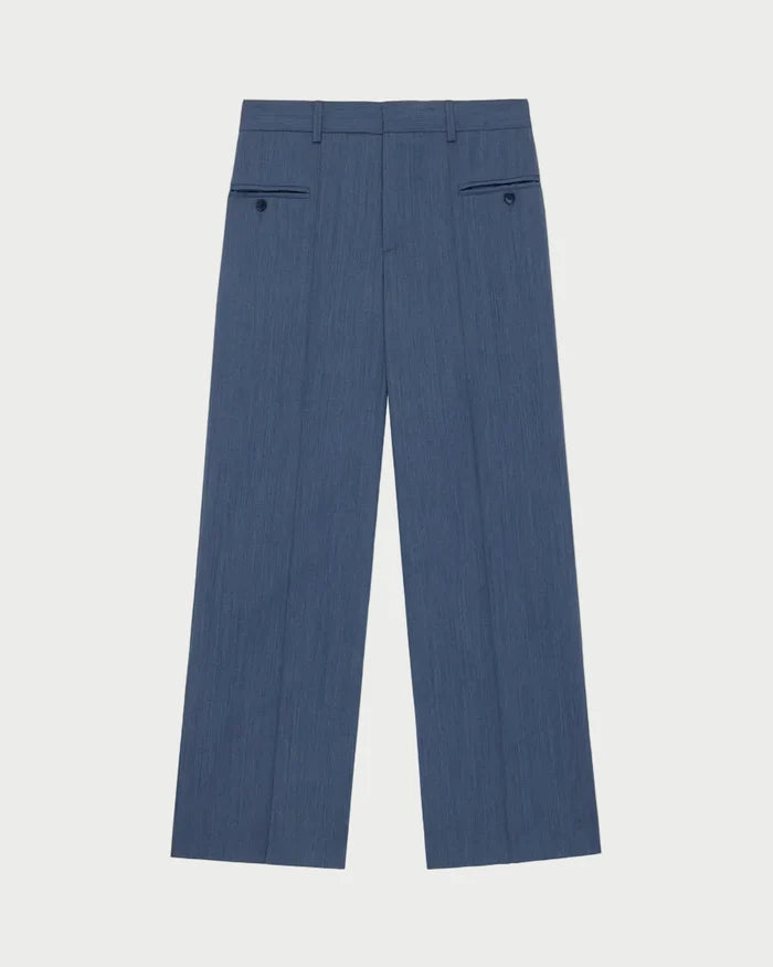 Blue striped pants on a white background