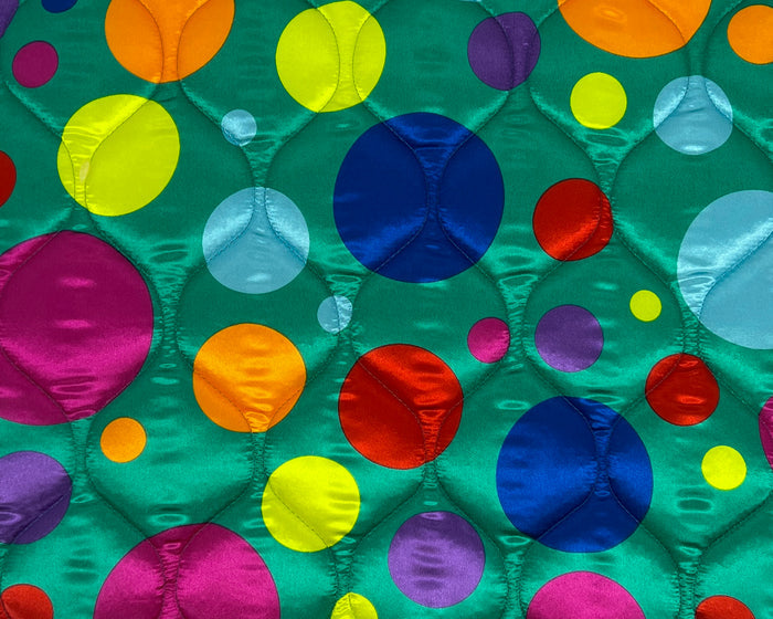Whimsical aqua bubbles printed satin dog bed by Fms Dog Beds designed for comfort and style.
