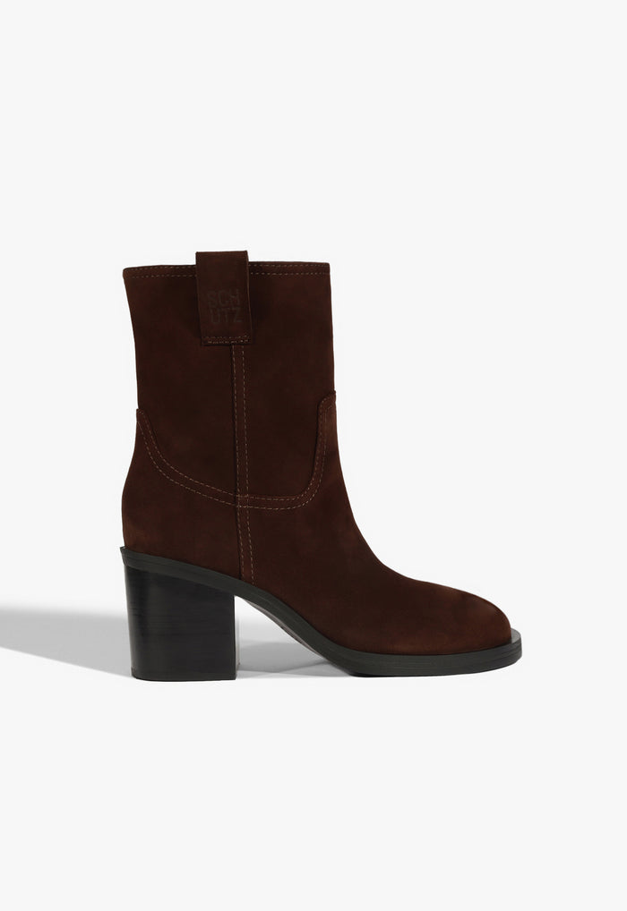 Wyatt Suede Bootie 5 Seal Brown Suede - Schutz Shoes