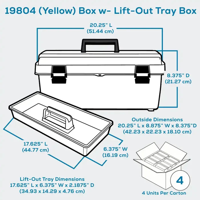 Yellow Utility Box 6757TY (19804) with Open Interior & Lift-Out Tray