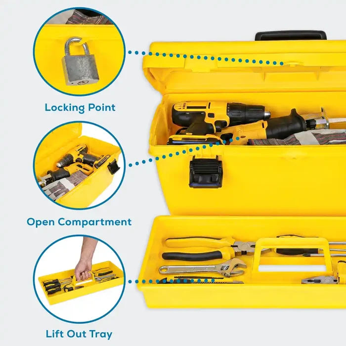 Yellow Utility Box 6757TY (19804) with Open Interior & Lift-Out Tray