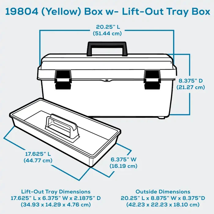 Yellow Utility Box 6757TY (19804) with Open Interior & Lift-Out Tray