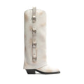 Zachy Up Cloak Leather Boot 5 Beige Leather - Schutz Shoes