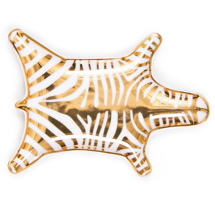 zebra stacking dish porcelain white silver - front view